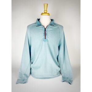 True Grit Men’s Vintage Cashmere Heather Blue 1/4 Zip Fleece Long Sleeve Sz L